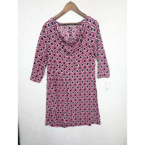 NY Collection Women's Geometric Abstract Puff Sleeve Sheath Dress XL - Picture 1 of 8